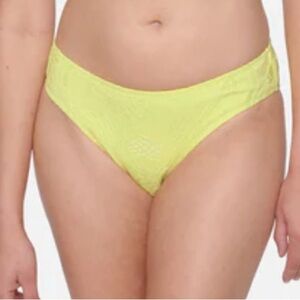Hurley Neon Yellow green cheeky mid rise Lace Bikini Bottom XS S Medium NEW NWT
